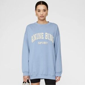 Anine Bing Sport Tyler Crewneck Sweatshirt in Capri Blue Size Small 100% Cotton